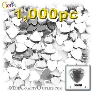  1,000pc Loose Rhinestones Heart 8mm   flatback Crystal 