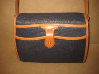 DOONEY & BOURKE Vintage Navy Leather Tan Trim Saddle Bag Satchel 