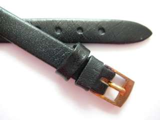 Eterna black leather vintage watch band 7 mm  