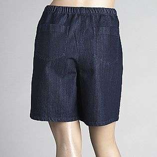 Womens Petite Medium Wash Pull on Denim Shorts  Laura Scott Clothing 