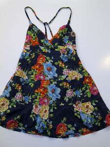   Fitch Womens Moose Logo Navy Flirty Floral Spring Dress L New  