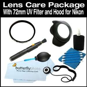  Vivitar 72mm UV Filter and Lens Hood + Care Package For 
