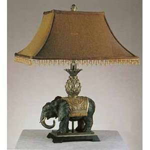  Elephant Sculptured Table Lamp With Fabric Shade: Home 