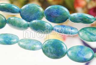 13X18mm Blue Malachite Gemstone Oval Loose Beads 15 #250