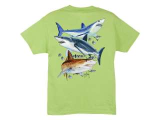 Guy Harvey Three Shark Youth T Shirt  