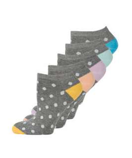Charcoal (Grey) 5 Pack Grey and White Spot Trainer Socks  248786703 