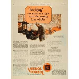 1927 Ad Ford Veedol Forzol Economy Oil Antique Cars   Original Print 