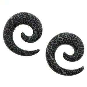 Snow Leopard Wrapped Spiral Acrylic Expanders   8G   Sold as a Pair