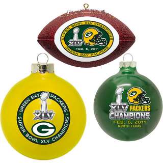 Topperscot Green Bay Packers Super Bowl XLV Champions Ornament Set 