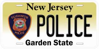 New Jersey Elizabeth Police Novelty Car License Plate  
