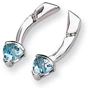   Silver Blue Topaz and Diamond Post Earrings   JewelryWeb Jewelry
