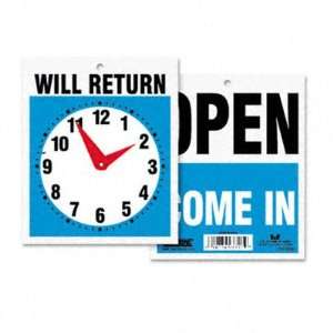   Double Sided Open/Will Return Sign w/Clock Hands