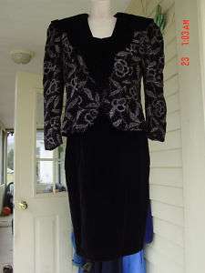 JESSICA McCLINTOCK black velvet dress w/jacket!NICE!10  
