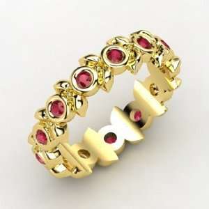  Apple Wreath Ring, 14K Yellow Gold Ring with Ruby Jewelry