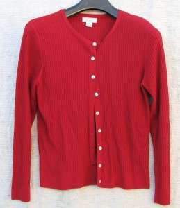 Red Ribbed Dressy Knit Christopher & Banks FALL Holiday Sweater~$4 