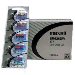   100 Maxell 1.55v Silver Oxide Watch Batteries 377 SR626SW Electronics
