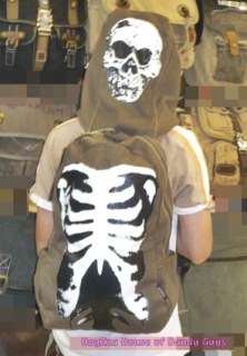 Casual unique Skull Picture School Book Backpack W/Hood  