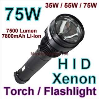 Black Smart 75W HID Xenon Torch Flashlight 7500 Lumen 7800 mAh