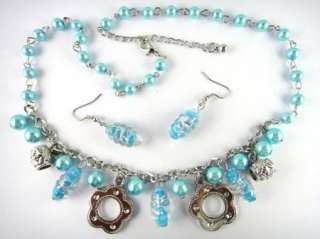 T110 Murano glass beads Necklace n earring set blue  