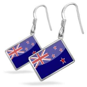  Earrings New Zealand Flag with French Sterling Silver 