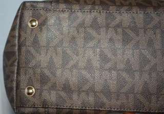 Auth. MICHAEL Michael Kors Signature Tote EW Logo Brown Women Handbag 