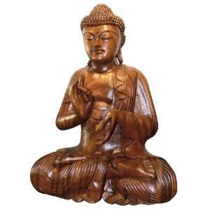    DonnieAnn 24 Sitting Buddha Sculpture   Teak: Home & Kitchen