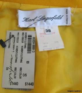 Karl Lagerfeld $1440 Womens Skirt Suit 4/38 Yellow Business Outfit 