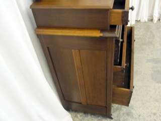 Antique Eastlake Style Dark Walnut Dresser w 2 Glove Boxes & Lamp 