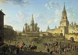 Scene in Red Square , Moscow, 1801. Oil on canvas by Fedor 