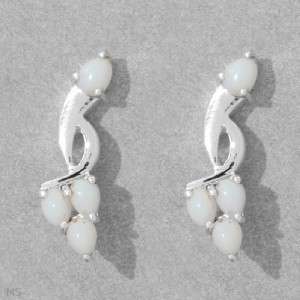 GENUINE WHITE OPAL EARRINGS   925 STERLING SILVER   Gift Boxed   Free 