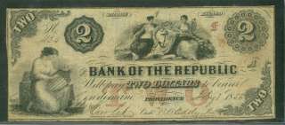 RHODE ISLAND   Bank of the Republic Providence, 1856, $2.00 Maids and 