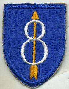 WWII WW2 US Army 8th Infantry Division Patch Cut Edge  