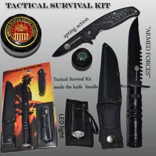Tactical Survival Kit  Dagger,knife ,Flashlight  Armed  