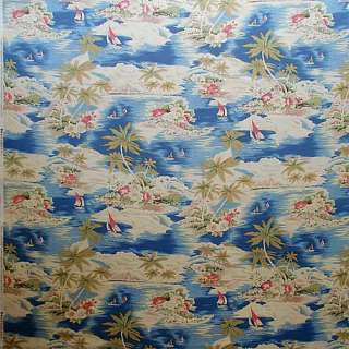   Print Fabric 100% Cotton 1/2 yard 44 wide SAILING AWAY tropical blue