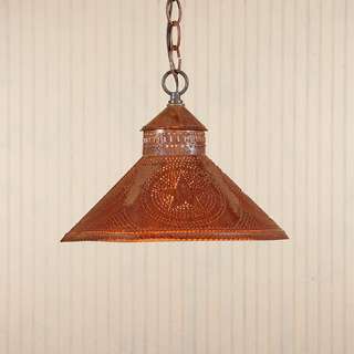  Hanging Shade Light with Country Primitive Punched Tin Star accent