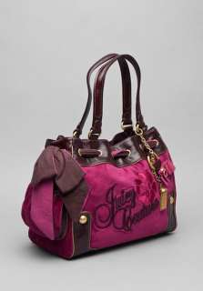 JUICY COUTURE Classic Velour Tassle Daydreamer Bag in Grappa & Deep 