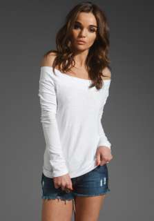 JAMES PERSE Off The Shoulder Pullover in White  