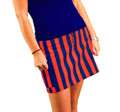 Womens Blue/Orange Fitted Skirt