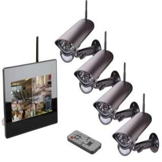   Wireless Surveillance System with 4 400 TVL Cameras and 7 in. Monitor