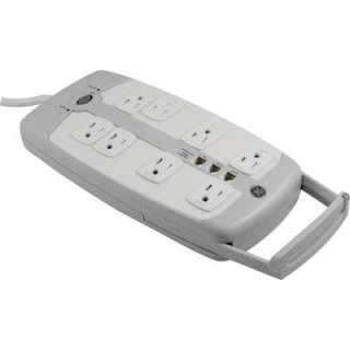GE White Phone Protection 8 Outlet Surge Block with 6 ft. Cord 14713 