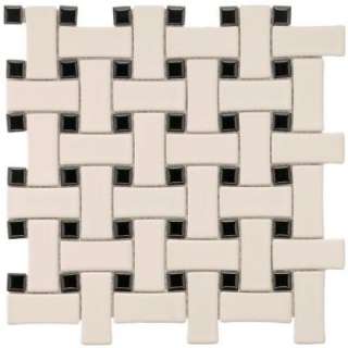 Merola Tile Basket Weave Bone and Black 9 3/4 in. x 9 3/4 in 