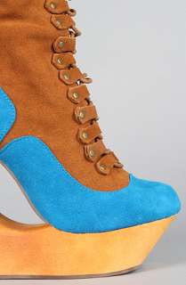 Jeffrey Campbell The Rock Rose Shoe in Blue and Tan Suede  Karmaloop 