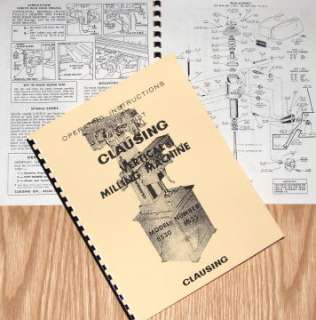 CLAUSING 8530/8535 Vertical Mill Opertator/Part Manual  