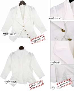 CJ116 women short jacket blazer white 3 button cotton  