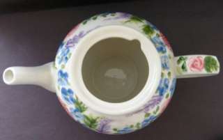 Tabletops gallery Jardine hand painted teapot floral  