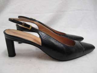 Richard Tyler Womens Shoes: Black Leather Slingbacks 6  