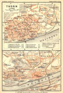 Germany: THORN. Old Antique City Map Plan.1910  