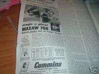 1950s Cummins Maxaw 700 Circular Saw ad MAKE AN OFFER  