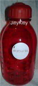 NWT STARBUCKS CLEAR RED HARD PLASTIC WATER BOTTLE NWT 32oz FREE SHIP 