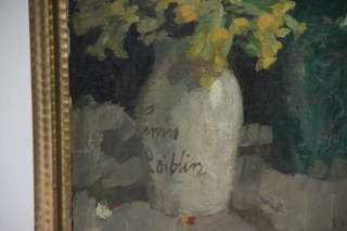 Ölgemälde Blumen in Vase signiert Erwin Laiblin ~1900  